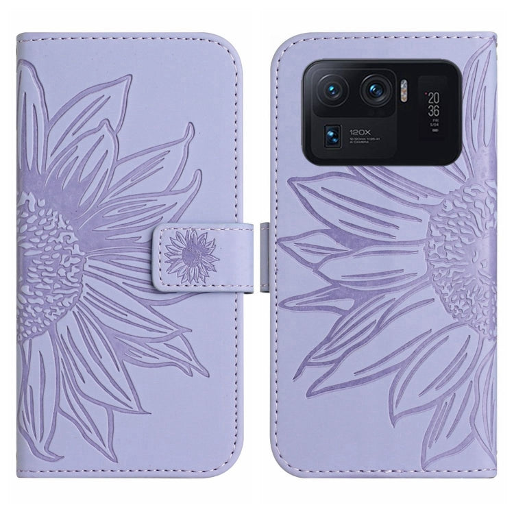 For Xiaomi Mi 11 Ultra Skin Feel Sun Flower Pattern Flip Leather Phone Case with Lanyard