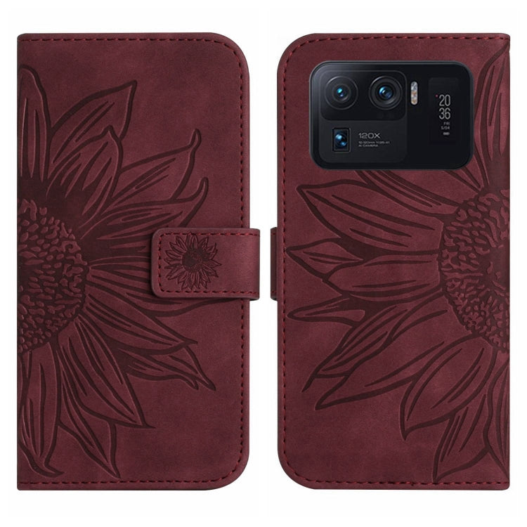 For Xiaomi Mi 11 Ultra Skin Feel Sun Flower Pattern Flip Leather Phone Case with Lanyard