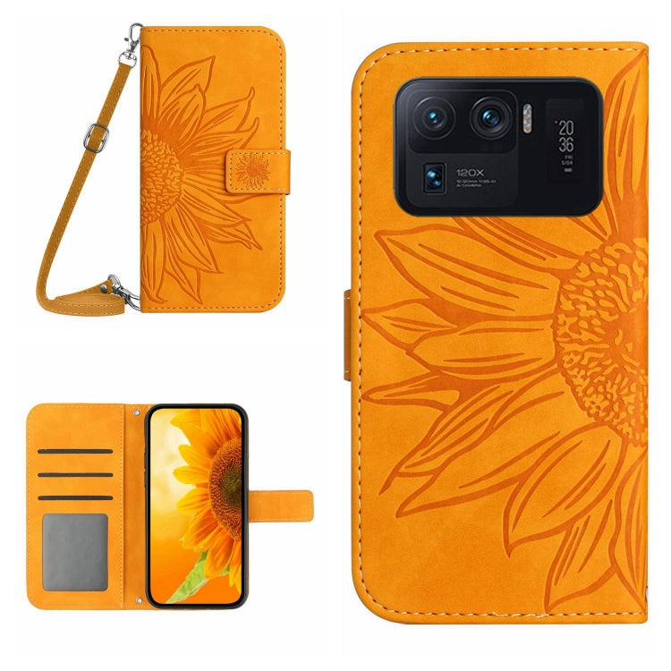 For Xiaomi Mi 11 Ultra Skin Feel Sun Flower Pattern Flip Leather Phone Case with Lanyard