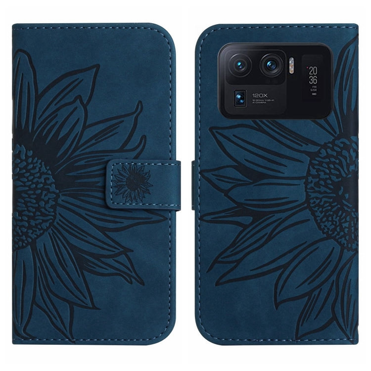 For Xiaomi Mi 11 Ultra Skin Feel Sun Flower Pattern Flip Leather Phone Case with Lanyard