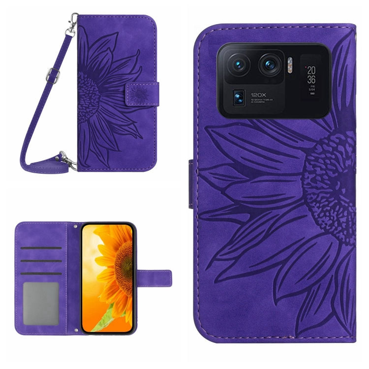 For Xiaomi Mi 11 Ultra Skin Feel Sun Flower Pattern Flip Leather Phone Case with Lanyard