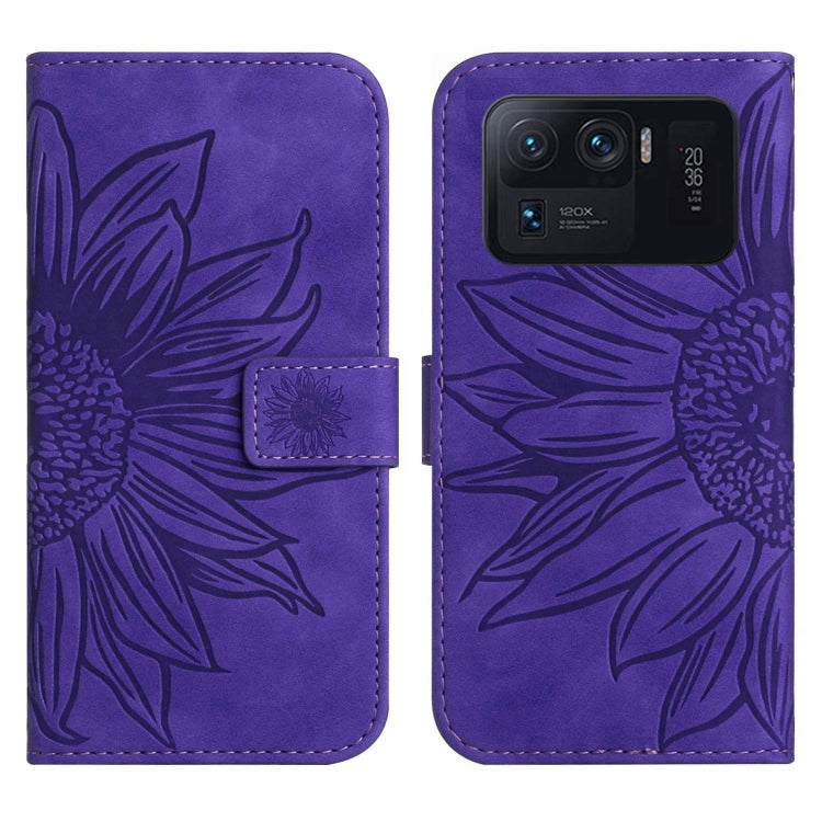 For Xiaomi Mi 11 Ultra Skin Feel Sun Flower Pattern Flip Leather Phone Case with Lanyard