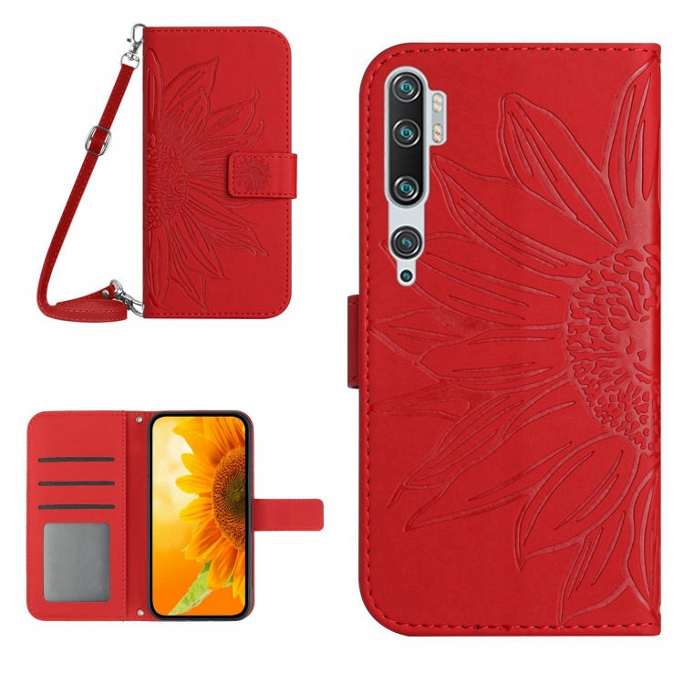 For Xiaomi Mi Note 10 / Note 10 Pro / CC9 Pro Skin Feel Sun Flower Pattern Flip Leather Phone Case with Lanyard