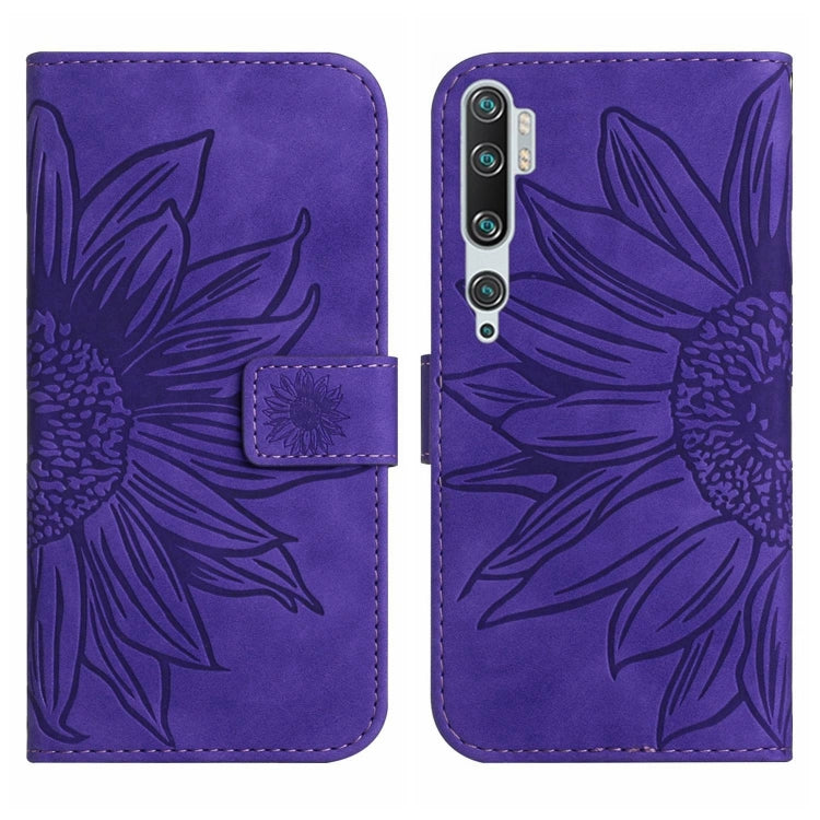 For Xiaomi Mi Note 10 / Note 10 Pro / CC9 Pro Skin Feel Sun Flower Pattern Flip Leather Phone Case with Lanyard