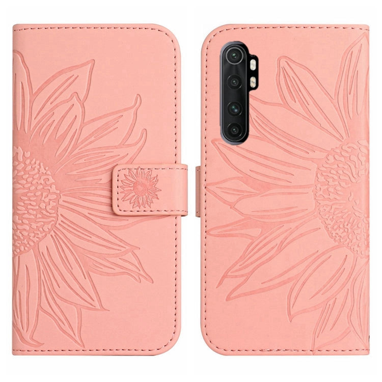 For Xiaomi Redmi Mi Note 10 Lite Skin Feel Sun Flower Pattern Flip Leather Phone Case with Lanyard