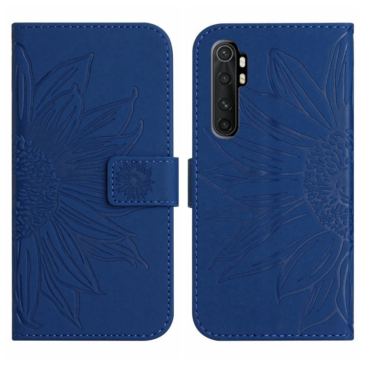 For Xiaomi Redmi Mi Note 10 Lite Skin Feel Sun Flower Pattern Flip Leather Phone Case with Lanyard
