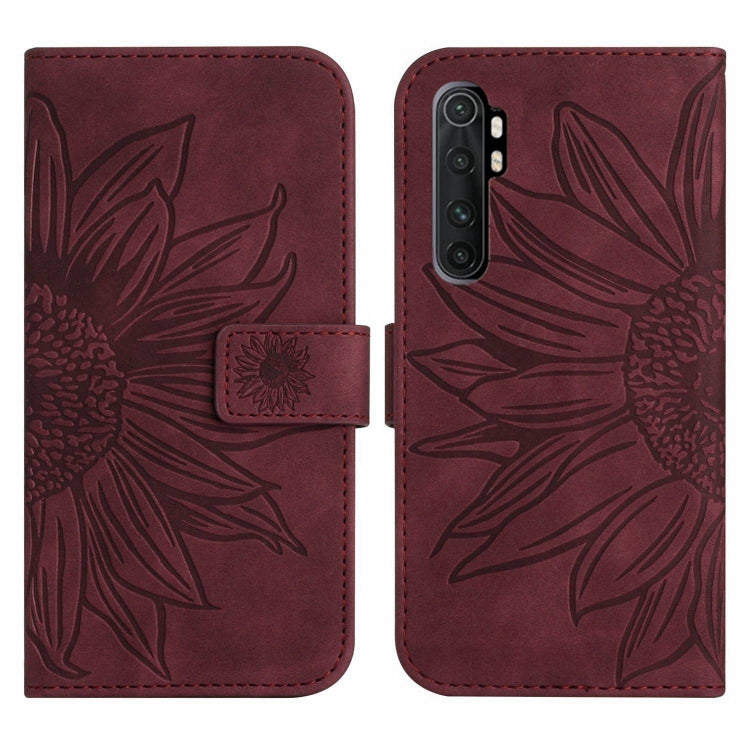 For Xiaomi Redmi Mi Note 10 Lite Skin Feel Sun Flower Pattern Flip Leather Phone Case with Lanyard