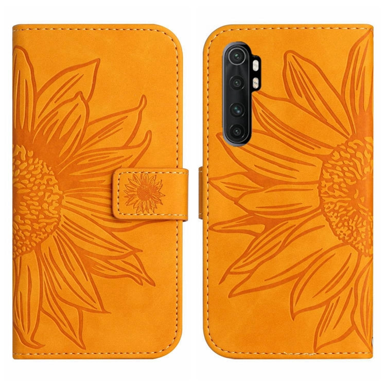 For Xiaomi Redmi Mi Note 10 Lite Skin Feel Sun Flower Pattern Flip Leather Phone Case with Lanyard
