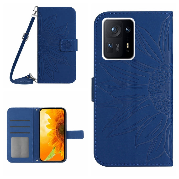 For Xiaomi Mi Mix 4 Skin Feel Sun Flower Pattern Flip Leather Phone Case with Lanyard
