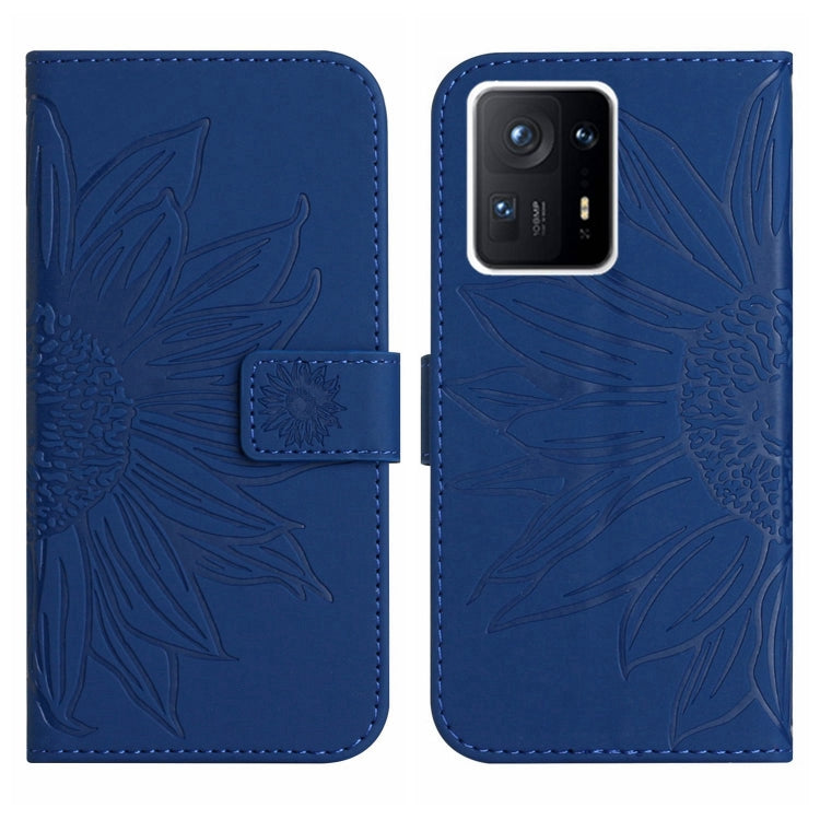 For Xiaomi Mi Mix 4 Skin Feel Sun Flower Pattern Flip Leather Phone Case with Lanyard