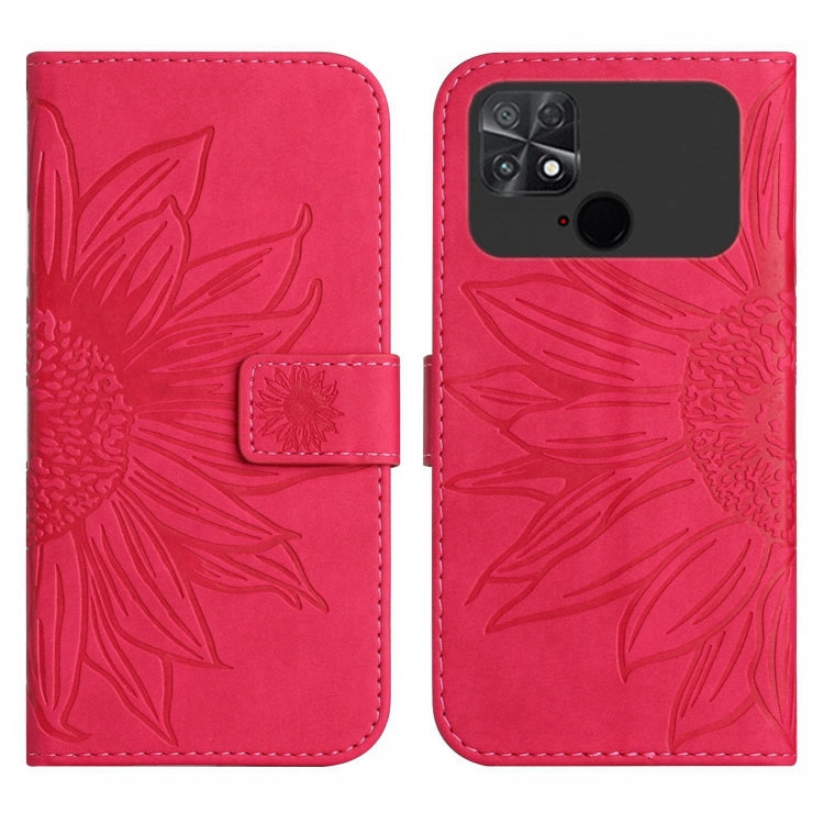 For Xiaomi Poco C40 Skin Feel Sun Flower Pattern Flip Leather Phone Case with Lanyard