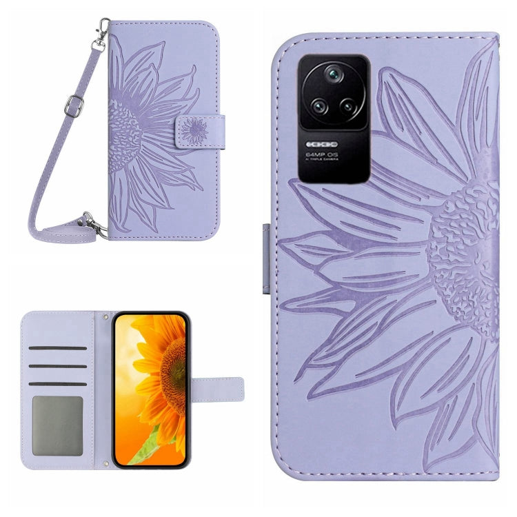 For Xiaomi Poco F4 5G Skin Feel Sun Flower Pattern Flip Leather Phone Case with Lanyard