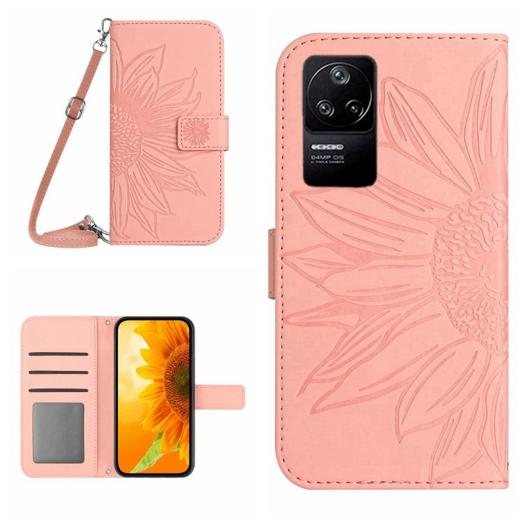 For Xiaomi Poco F4 5G Skin Feel Sun Flower Pattern Flip Leather Phone Case with Lanyard
