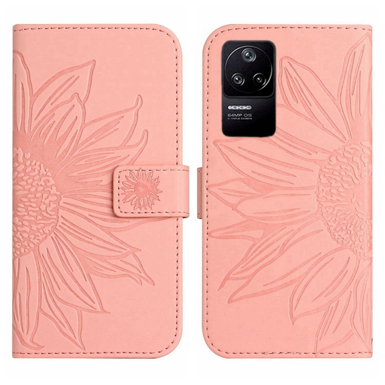For Xiaomi Poco F4 5G Skin Feel Sun Flower Pattern Flip Leather Phone Case with Lanyard
