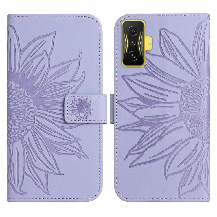 For Xiaomi Poco F4 GT Skin Feel Sun Flower Pattern Flip Leather Phone Case with Lanyard