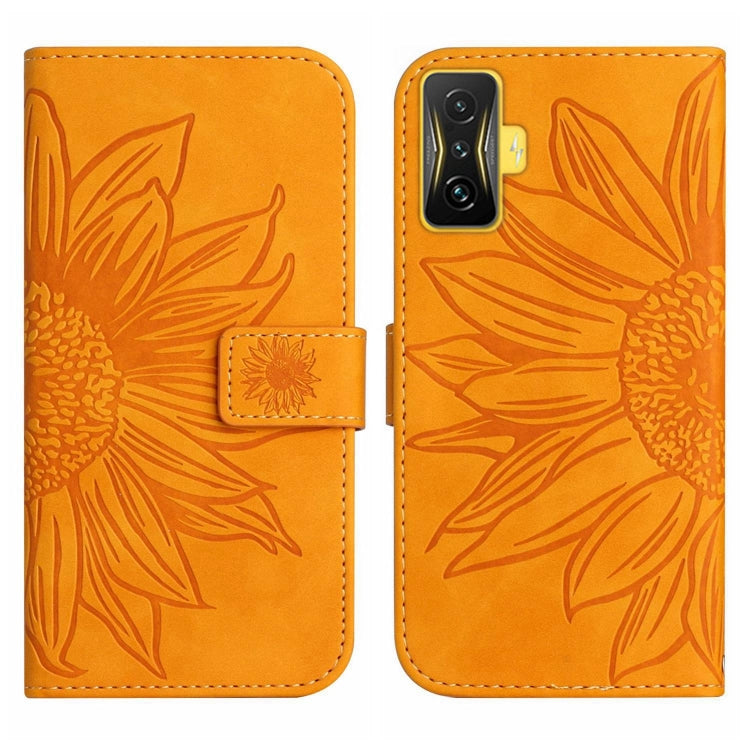 For Xiaomi Poco F4 GT Skin Feel Sun Flower Pattern Flip Leather Phone Case with Lanyard
