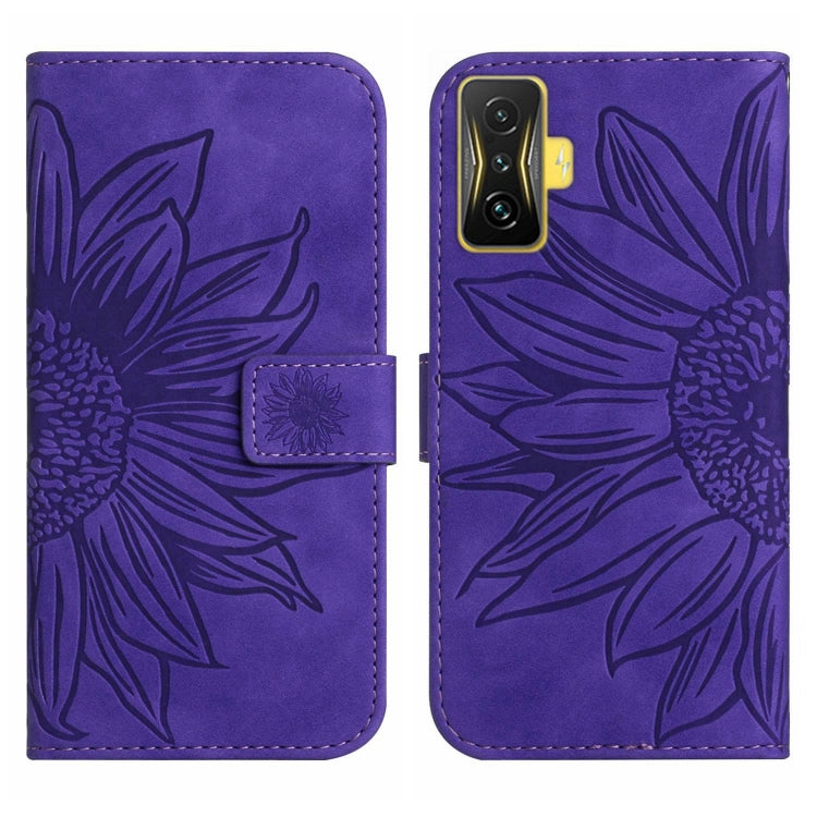For Xiaomi Poco F4 GT Skin Feel Sun Flower Pattern Flip Leather Phone Case with Lanyard