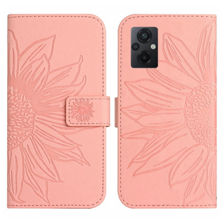 For Xiaomi Poco M5 / Poco M4 5G Skin Feel Sun Flower Pattern Flip Leather Phone Case with Lanyard