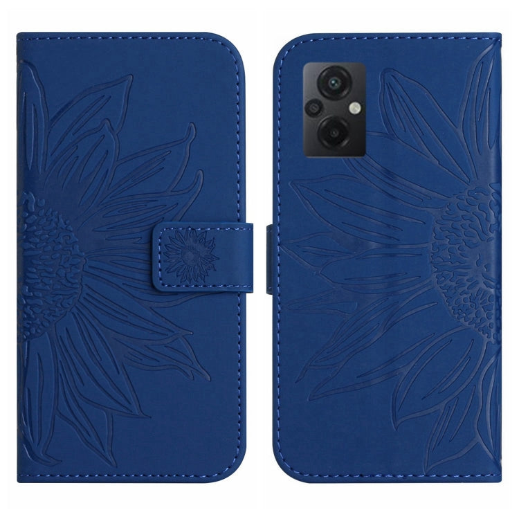 For Xiaomi Poco M5 / Poco M4 5G Skin Feel Sun Flower Pattern Flip Leather Phone Case with Lanyard