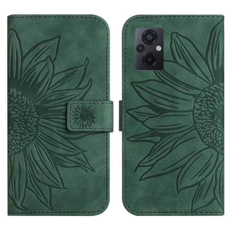 For Xiaomi Poco M5 / Poco M4 5G Skin Feel Sun Flower Pattern Flip Leather Phone Case with Lanyard