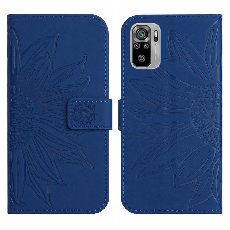 For Xiaomi Poco M5S Skin Feel Sun Flower Pattern Flip Leather Phone Case with Lanyard