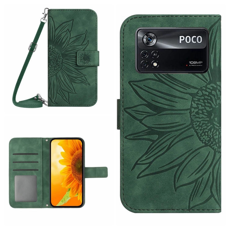 For Xiaomi Poco X4 Pro 5G Skin Feel Sun Flower Pattern Flip Leather Phone Case with Lanyard