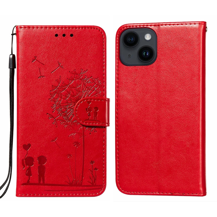 For iPhone 14 / 13 Dandelion Embossing Flip Leather Phone Case