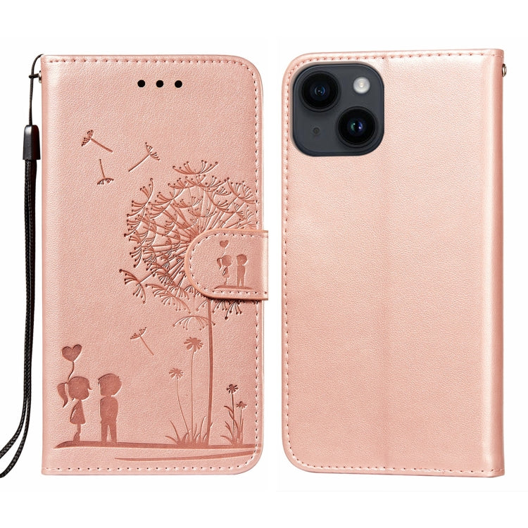 For iPhone 14 / 13 Dandelion Embossing Flip Leather Phone Case