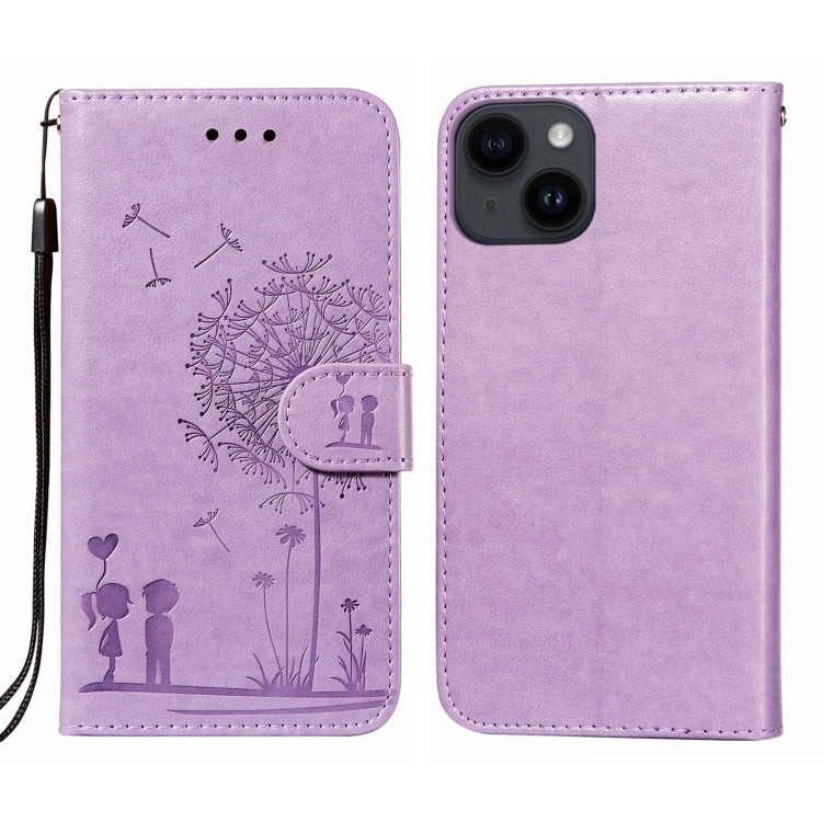 For iPhone 14 / 13 Dandelion Embossing Flip Leather Phone Case