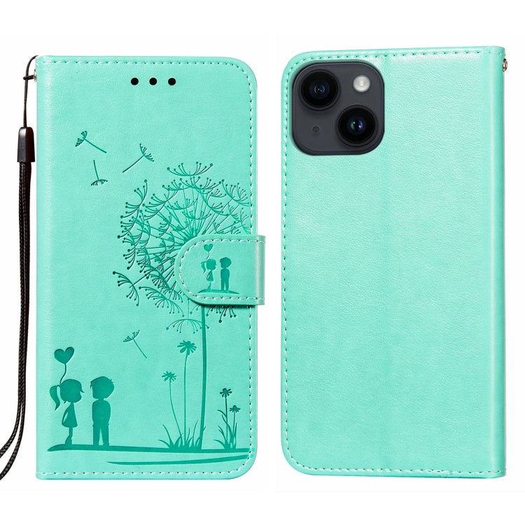 For iPone 14 Plus Dandelion Embossing Flip Leather Phone Case