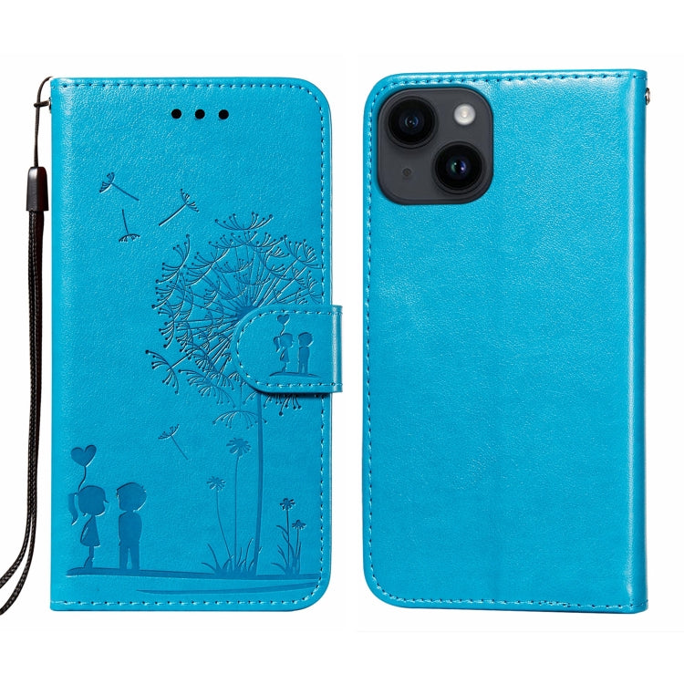 For iPone 14 Plus Dandelion Embossing Flip Leather Phone Case