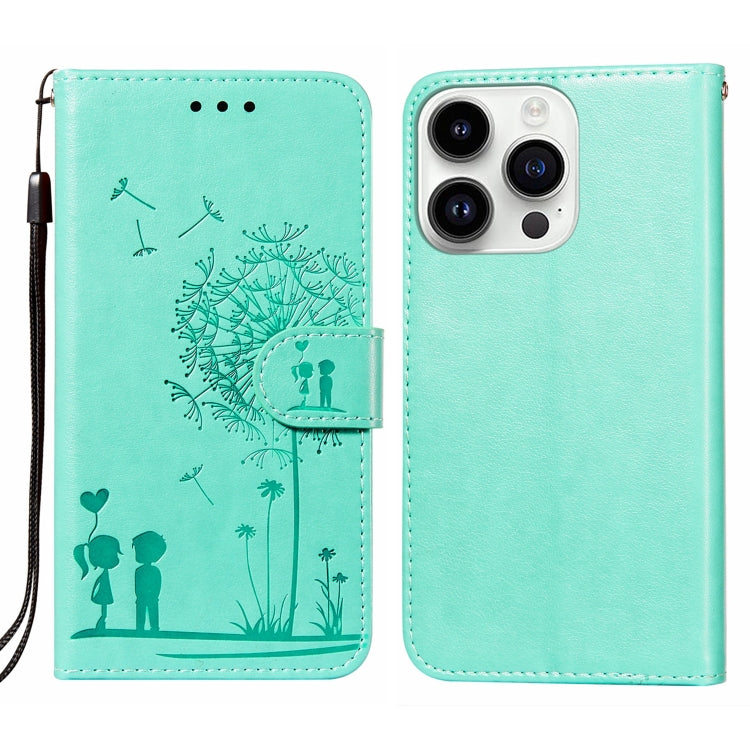 For iPhone 14 Pro Dandelion Embossing Flip Leather Phone Case