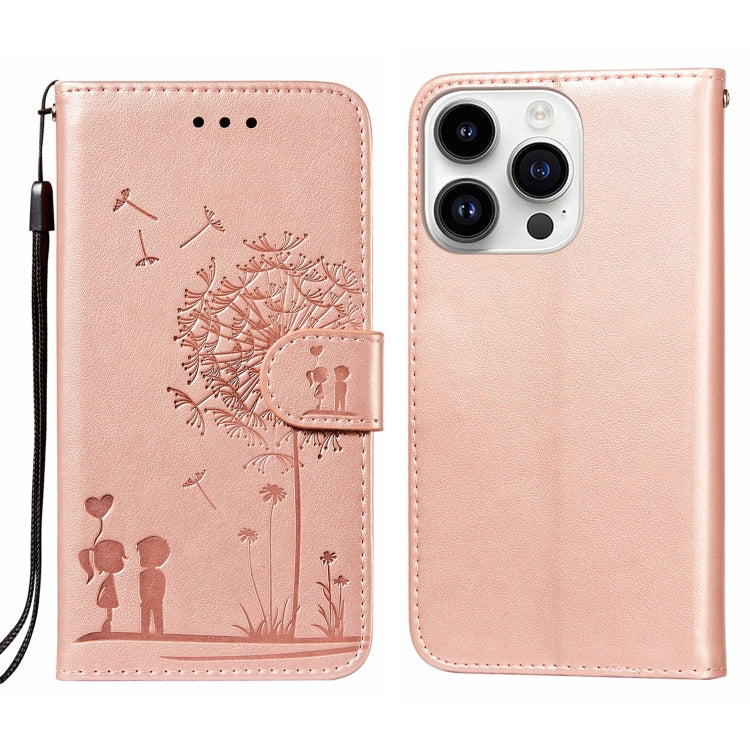For iPhone 14 Pro Dandelion Embossing Flip Leather Phone Case