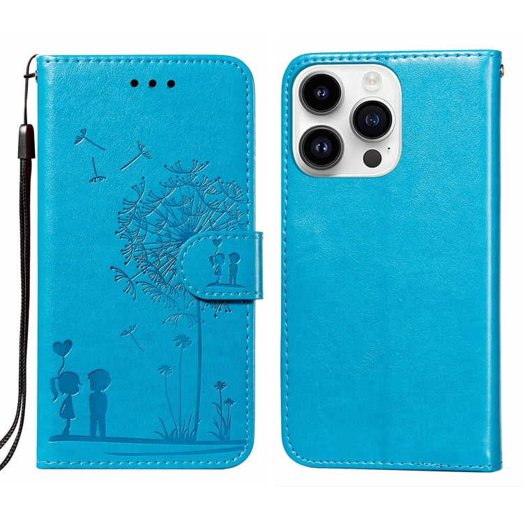 For iPhone 14 Pro Max Dandelion Embossing Flip Leather Phone Case