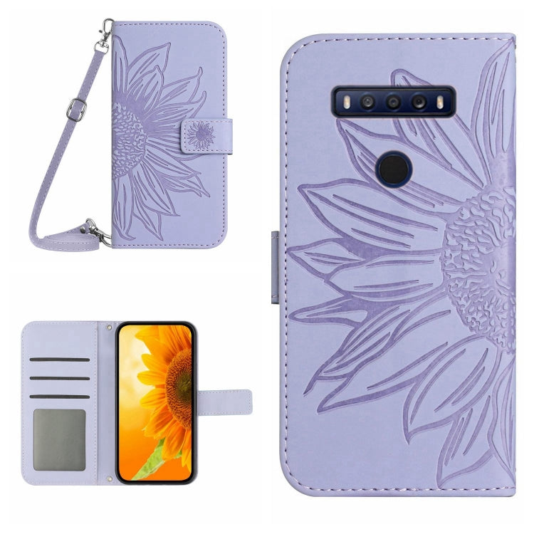 For TCL 10 SE Skin Feel Sun Flower Pattern Flip Leather Phone Case with Lanyard