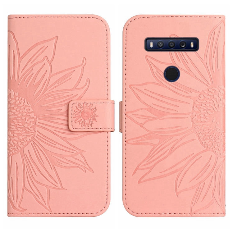 For TCL 10 SE Skin Feel Sun Flower Pattern Flip Leather Phone Case with Lanyard
