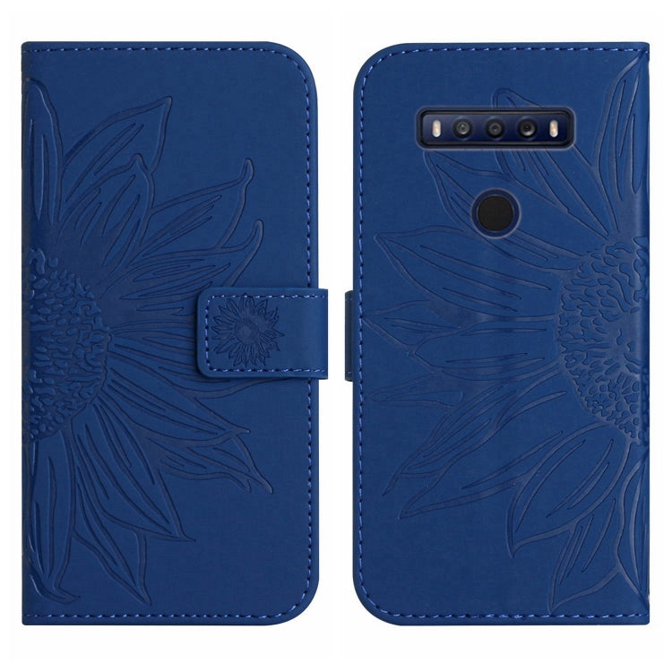 For TCL 10 SE Skin Feel Sun Flower Pattern Flip Leather Phone Case with Lanyard