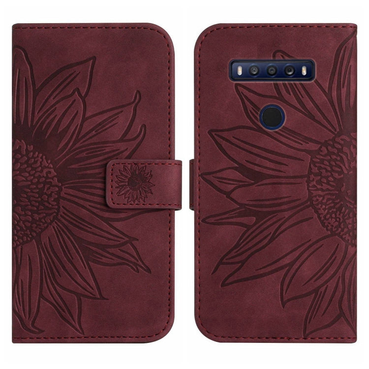 For TCL 10 SE Skin Feel Sun Flower Pattern Flip Leather Phone Case with Lanyard