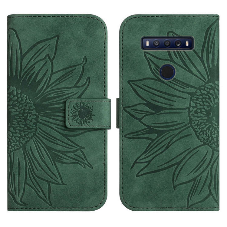 For TCL 10 SE Skin Feel Sun Flower Pattern Flip Leather Phone Case with Lanyard