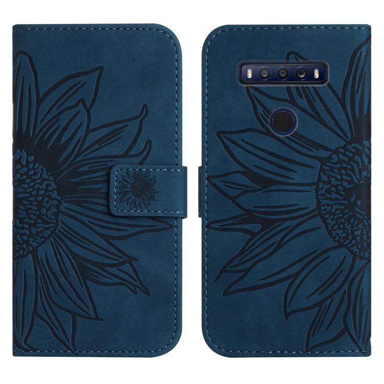 For TCL 10 SE Skin Feel Sun Flower Pattern Flip Leather Phone Case with Lanyard