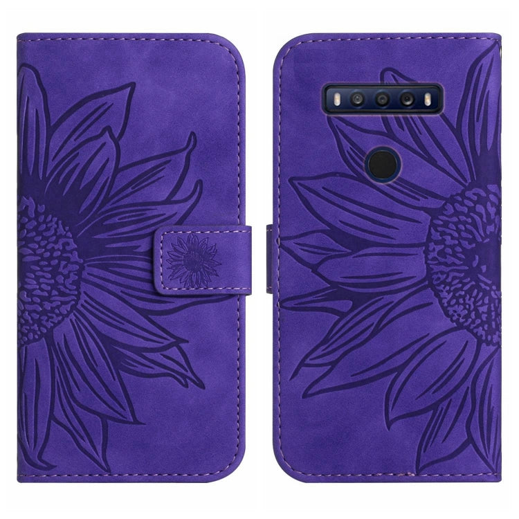 For TCL 10 SE Skin Feel Sun Flower Pattern Flip Leather Phone Case with Lanyard