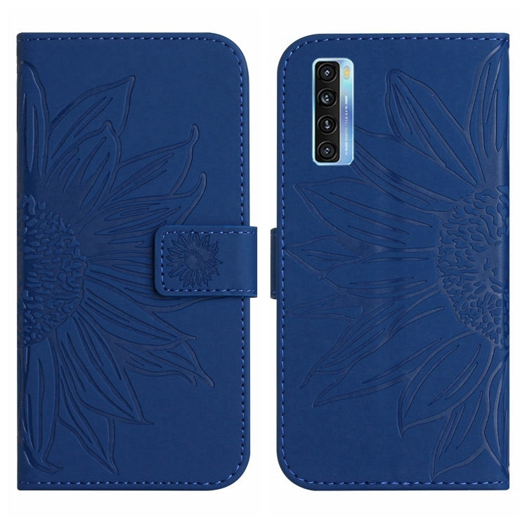 For TCL 20 Pro 5G Skin Feel Sun Flower Pattern Flip Leather Phone Case with Lanyard