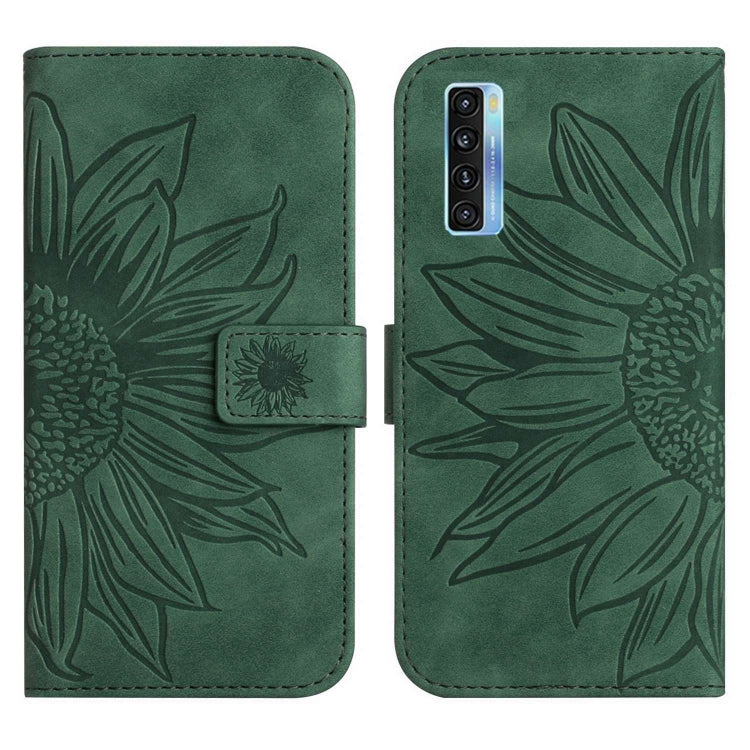 For TCL 20 Pro 5G Skin Feel Sun Flower Pattern Flip Leather Phone Case with Lanyard