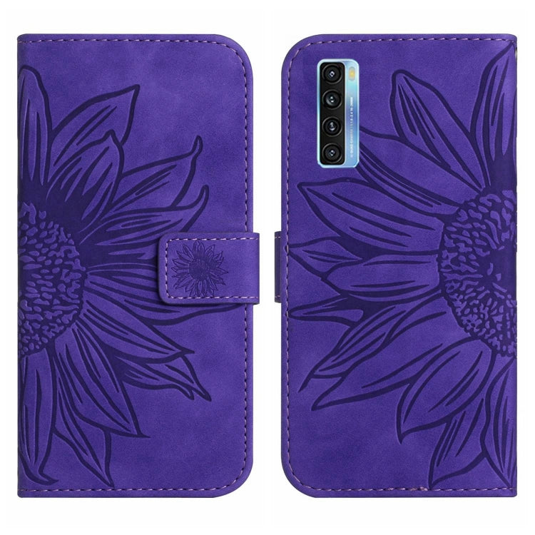 For TCL 20 Pro 5G Skin Feel Sun Flower Pattern Flip Leather Phone Case with Lanyard