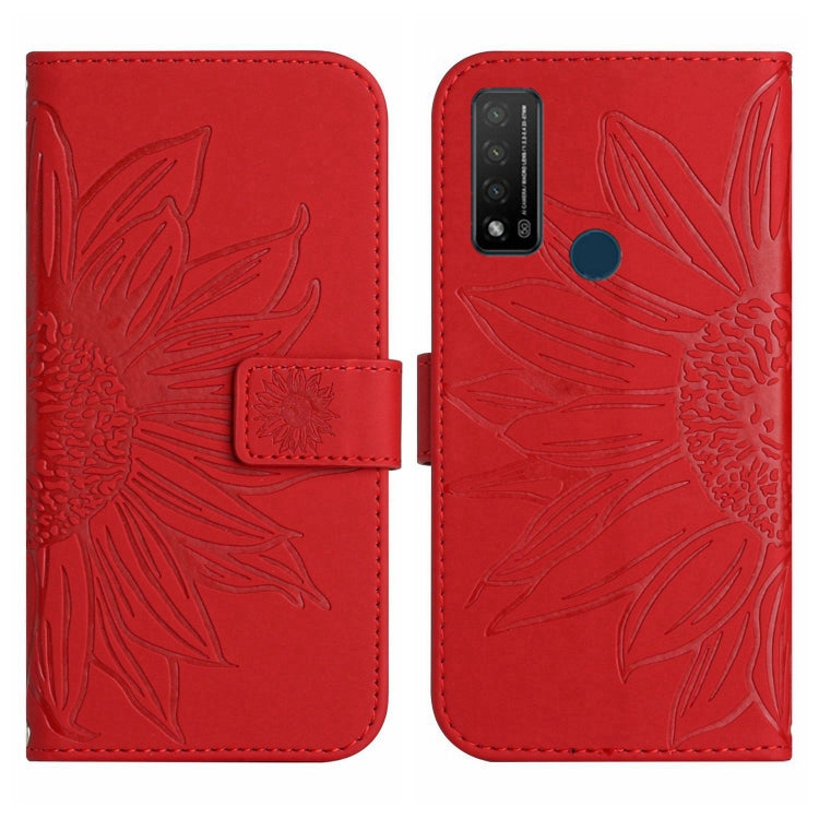 For TCL 20 R/20 AX 5G/Bremen 5G Skin Feel Sun Flower Pattern Flip Leather Phone Case with Lanyard