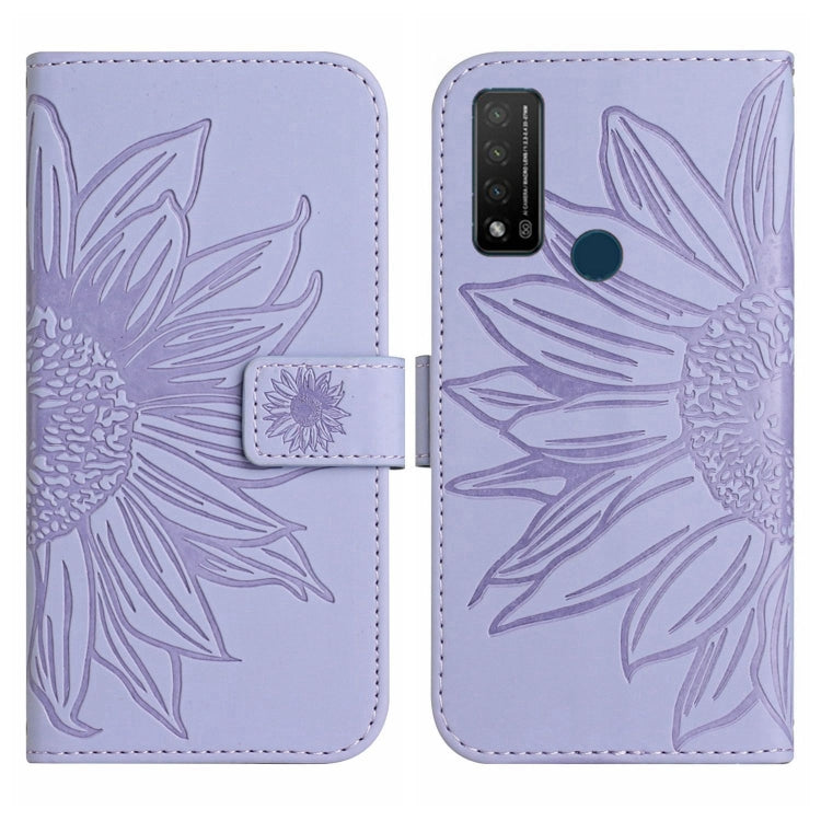 For TCL 20 R/20 AX 5G/Bremen 5G Skin Feel Sun Flower Pattern Flip Leather Phone Case with Lanyard