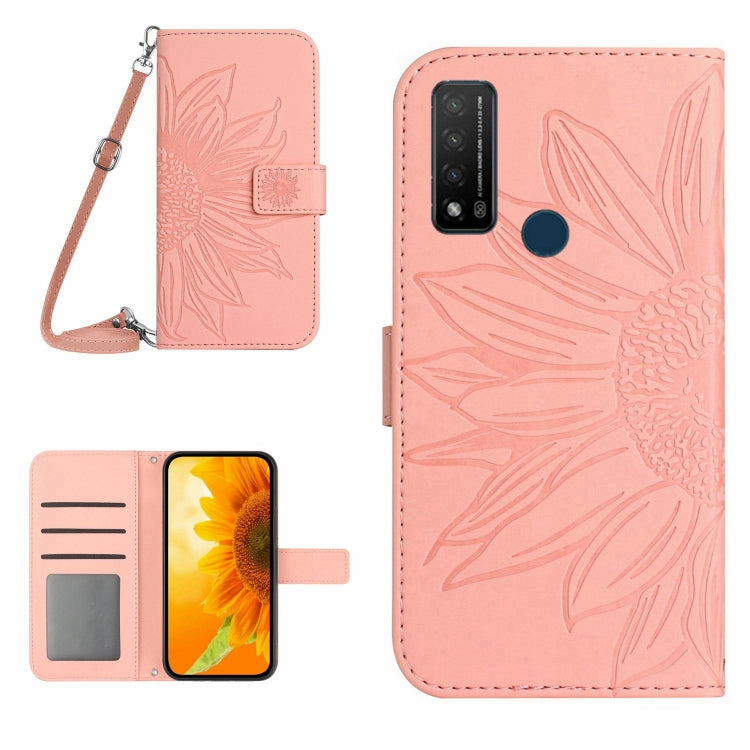 For TCL 20 R/20 AX 5G/Bremen 5G Skin Feel Sun Flower Pattern Flip Leather Phone Case with Lanyard