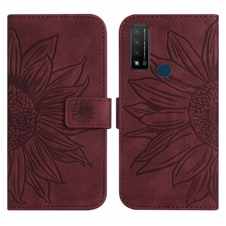 For TCL 20 R/20 AX 5G/Bremen 5G Skin Feel Sun Flower Pattern Flip Leather Phone Case with Lanyard