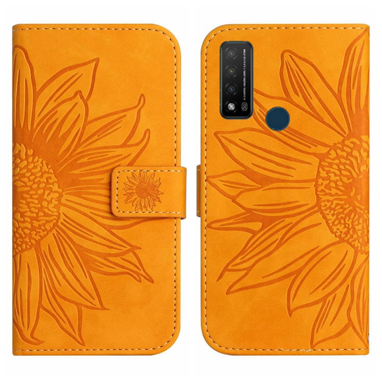 For TCL 20 R/20 AX 5G/Bremen 5G Skin Feel Sun Flower Pattern Flip Leather Phone Case with Lanyard
