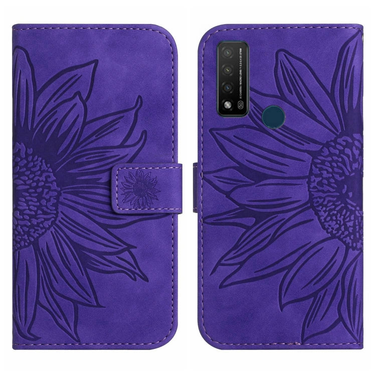 For TCL 20 R/20 AX 5G/Bremen 5G Skin Feel Sun Flower Pattern Flip Leather Phone Case with Lanyard